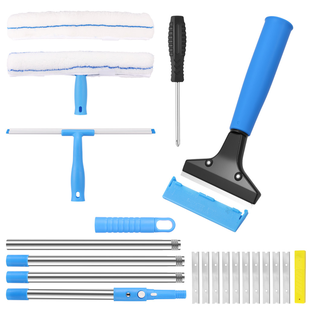 เครื่องมือทําความสะอาดหน้าต่างที่มีด้ามยาวที่ถอดออกได้หัวปาดน้ําทําความสะอาดสําหรับกระจกกระจกกระจกฝั