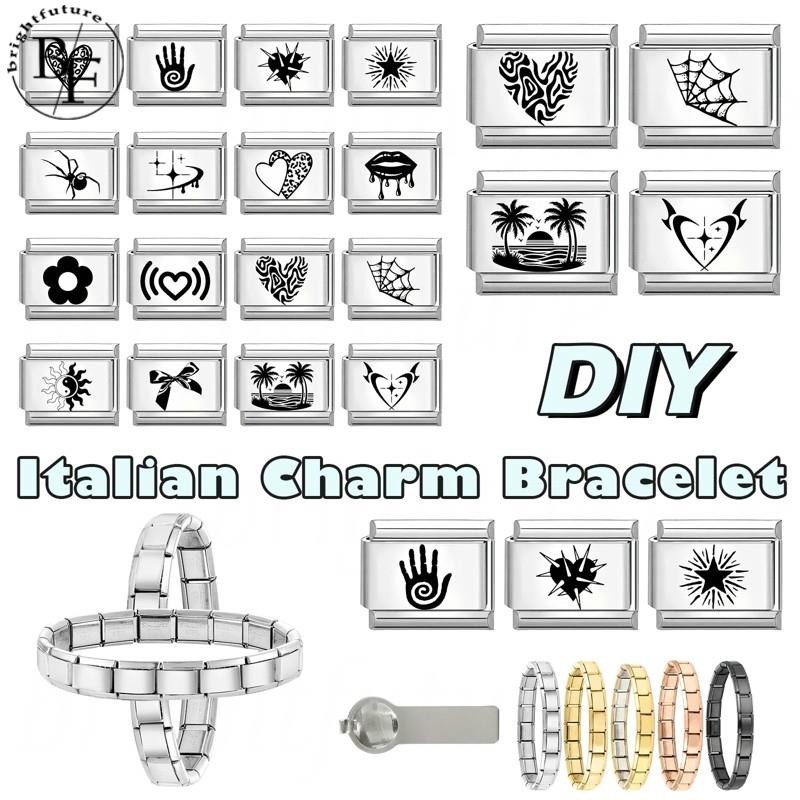 สร้อยข้อมือสแตนเลส Sunset Italian Palm Charm ขนาด 9 มม. เหมาะสำหรับทำเครื่องประดับเองสไตล์เรโทร
