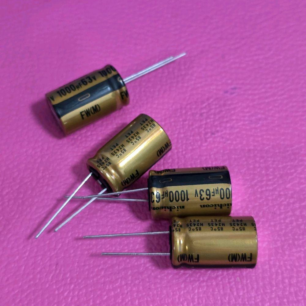อะไหร่โม แอมป์​จิ๋ว C สีทอง FW Nichicon 63v1000uF คาปาซิเตอร์เกรดออดิโอ สำหรับโมแอม NTA6001 ราคาต่อช