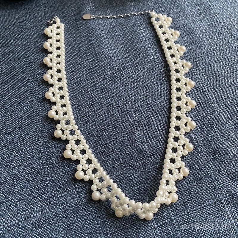 สร้อยคอแฟนซีสำหรับงานแต่งงาน สไตล์จีน ลูกไม้มุก พร้อมโซ่เงางาม 0EWJ