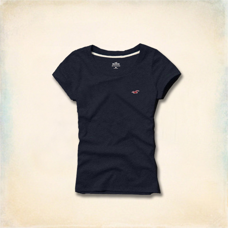 Hollister Women's Summer T-shirt แขนสั้นคอกลม ผ้าฝ้ายใส่สบาย ไซซ์เล็ก