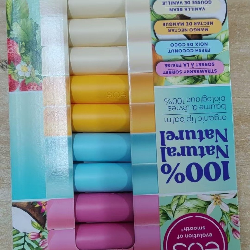 พร้อมสต็อก EOS EOS ลิปบาล์มรสผลไม้ให้ความชุ่มชื้น 9 ชิ้น 1 Edition, การรื้อถอนรสเดียวจัดส่งแบบสุ่ม 9