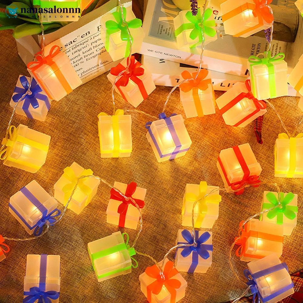 NANASALONNN สีอบอุ่นคริสต์มาส LED Light Strings กล่องคริสต์มาสโคมไฟแบตเตอรี่ตกแต่งคริสต์มาส Party บร
