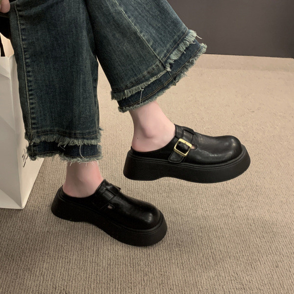 รองเท้าแตะ Unisex รองเท้าบูเก้น bikenstock Birkenstock พื้นหนารองเท้าแตะหัวปิดครึ่งหัวสำหรับผู้หญิงร