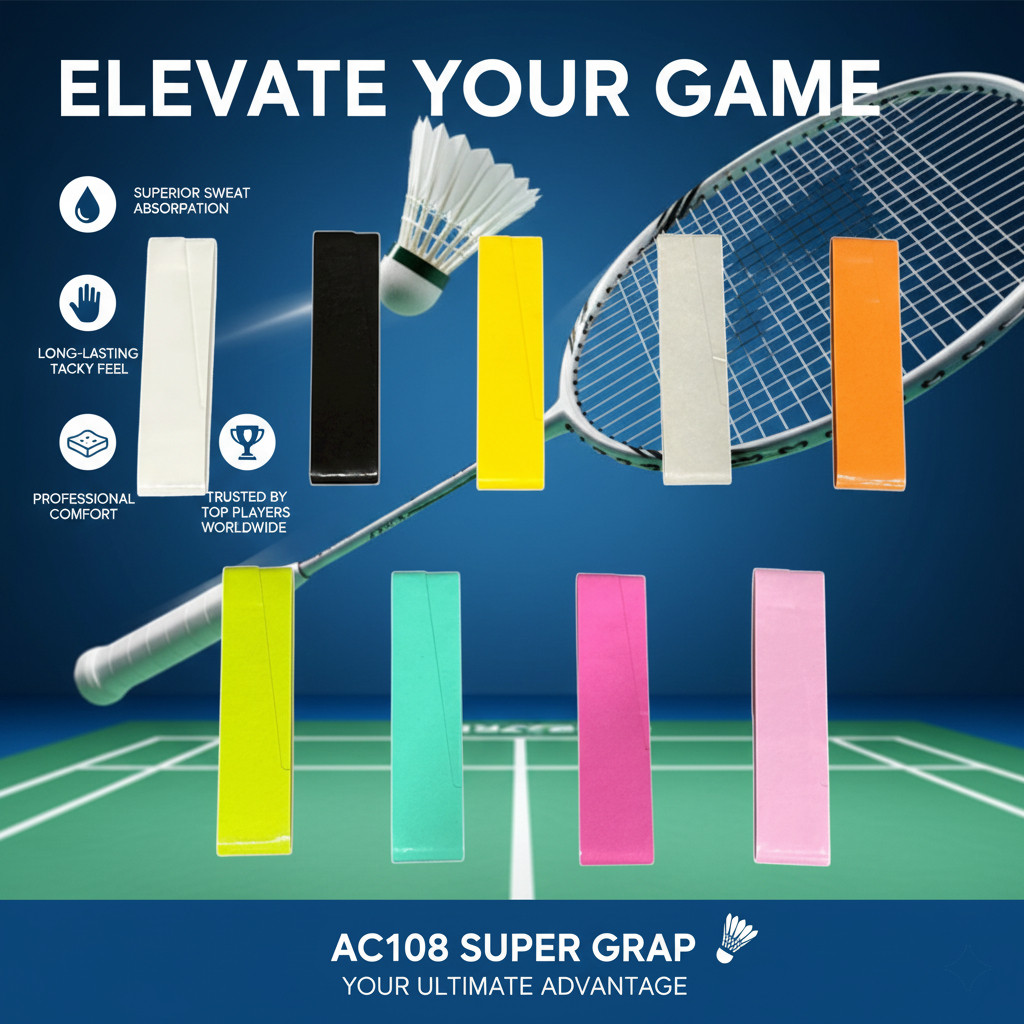 🇯🇵🇹🇭กริปพันด้ามไม้แบด/เทนนิส AC108EX YY Super Grap Pure ผิวหนึบ พรี่เมี่ยม บรรจุ 1 ชิ้น