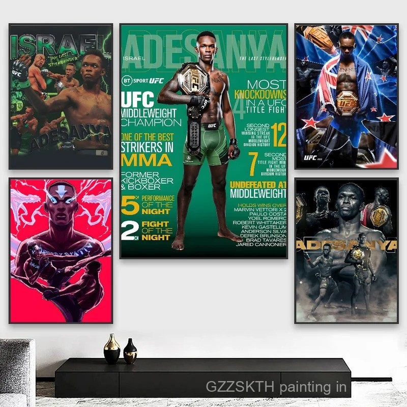 โปสเตอร์ HD ของ Israel Adesanya ในสไตล์ศิลปะ พิมพ์บนผนังกันน้ำ สำหรับห้องนั่งเล่นหรือห้องนอน