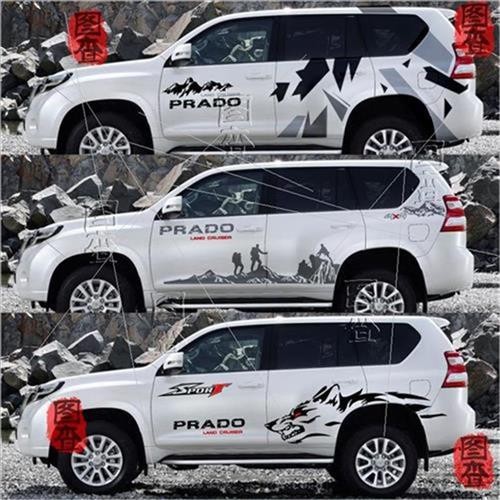 F Pradora ดอกไม้สติกเกอร์ i กระดาษสี n PRADO สติกเกอร์ Domineering ที่ไม่ซ้ํากัน Off-Road ขนาดใหญ่ตั