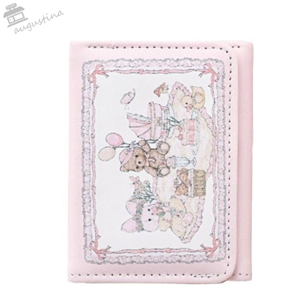 AUGUSTINA กระเป๋าสตางค์สามพับ, Picnic Dream Multi-card Position Wallet, Lovely Spring Cash Bag Korea