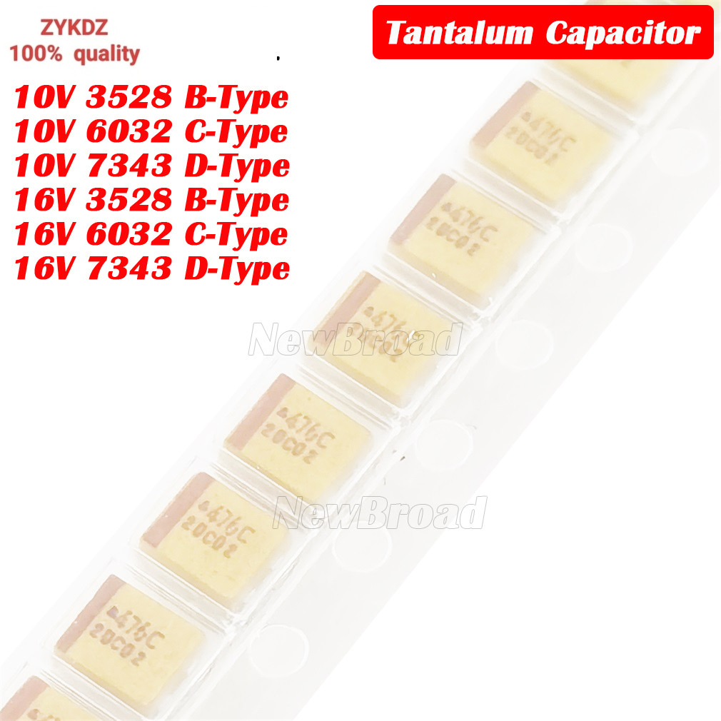 10PCS SMD Tantalum Capacitor 10V 16V 47U 47UF 476A 476B 476C 476D 3528 B-Type 6032 C-Type 7343 D-Typ