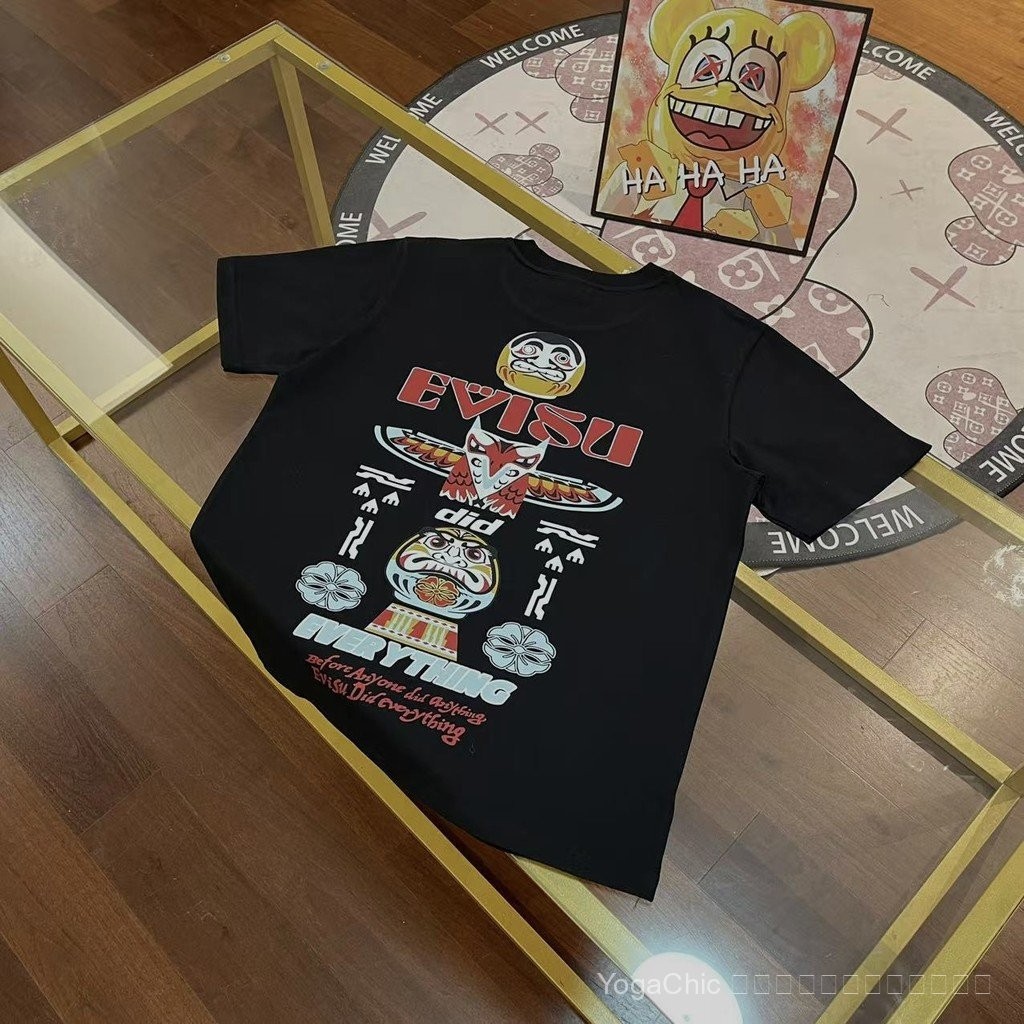 EVISU God of Fortune eVisu 2025 ฤดูร้อน สไตล์ STREET UNISEX แขนสั้น
