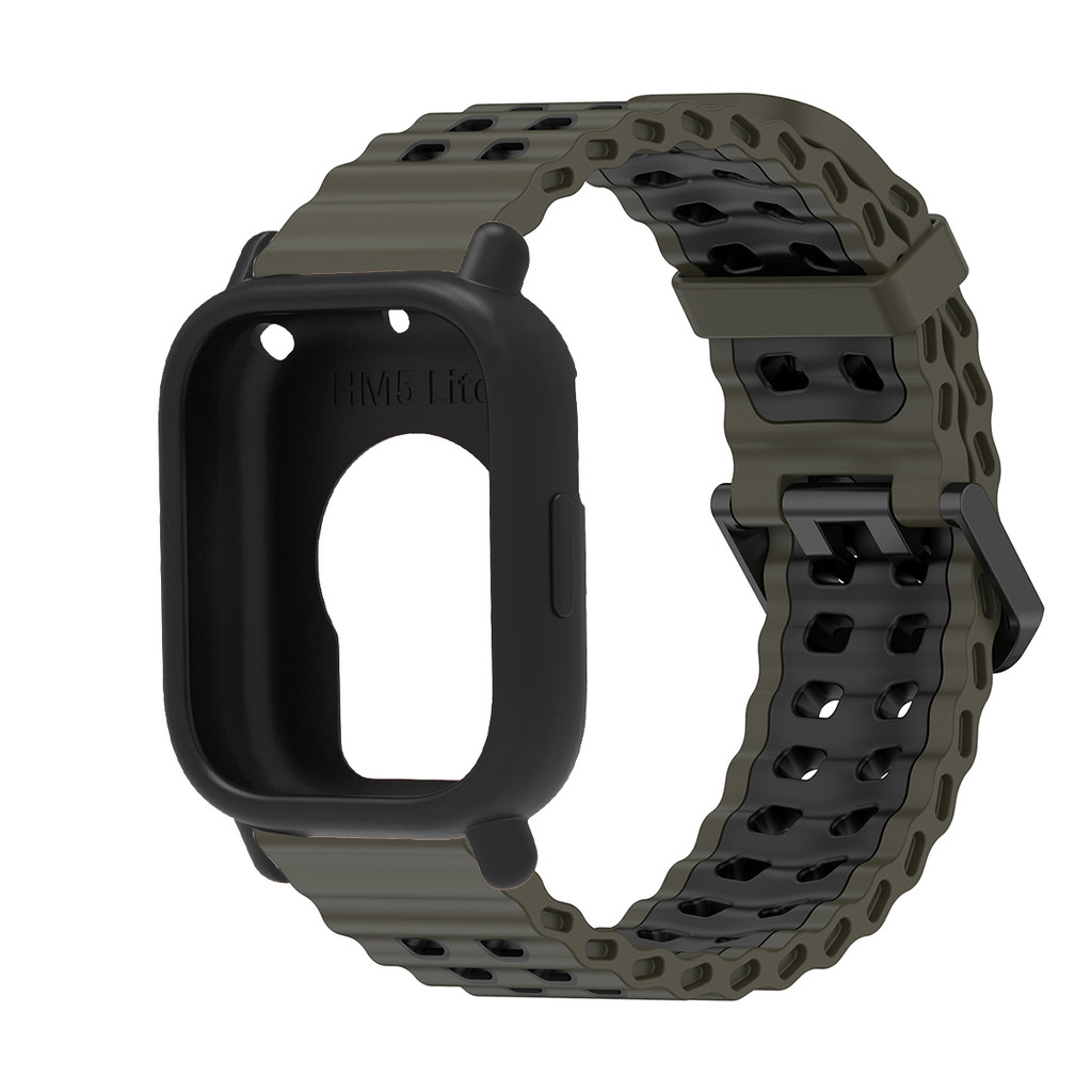 สายรัดทะเลทูโทน + เคสสําหรับนาฬิกา Redmi 5 Active/Lite Ocean Band ปลอกซิลิโคนสร้อยข้อมือกีฬากันชน - รูปที่ 5