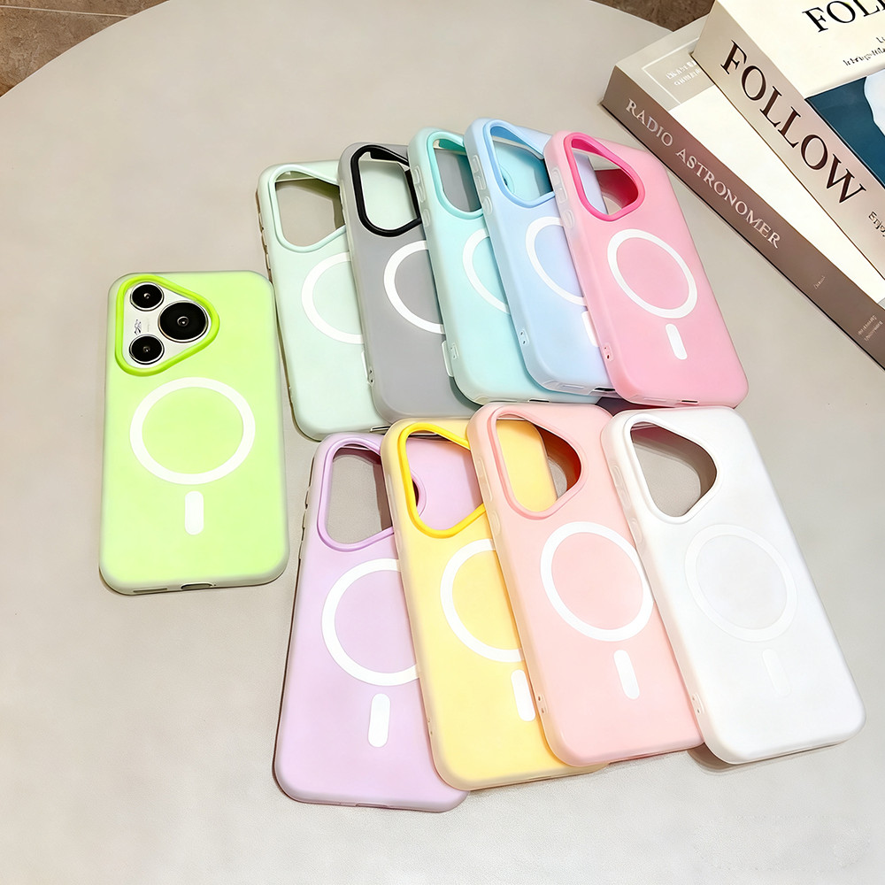 Huawei P60 Pura 70 Pro Plus 80 2 In 1 Jelly Color Magnetic Wireless Charging Phone Case Cover