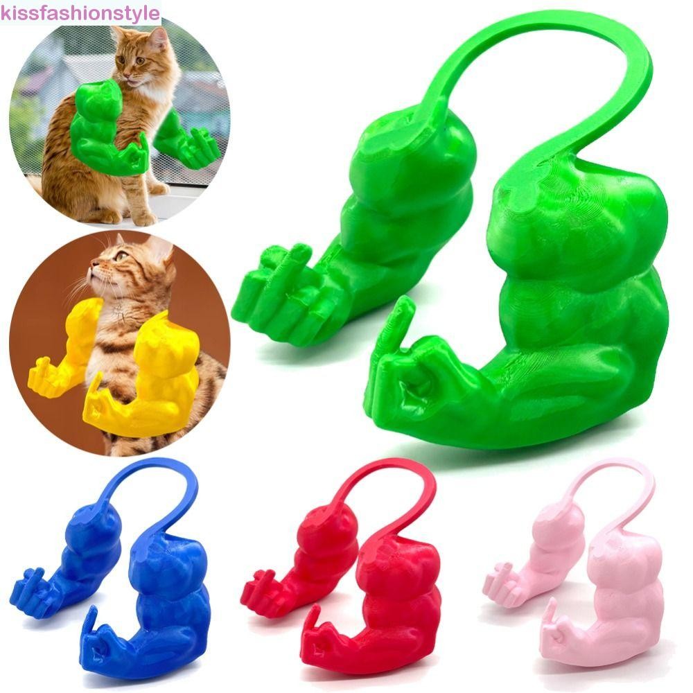 KISSFASHIONSTYLE แมวคอแขนกล้ามเนื้อ,น้ําหนักเบาขี้เล่น Gesture 3D พิมพ์แมวกล้ามเนื้อแขน, Anti-Scratc