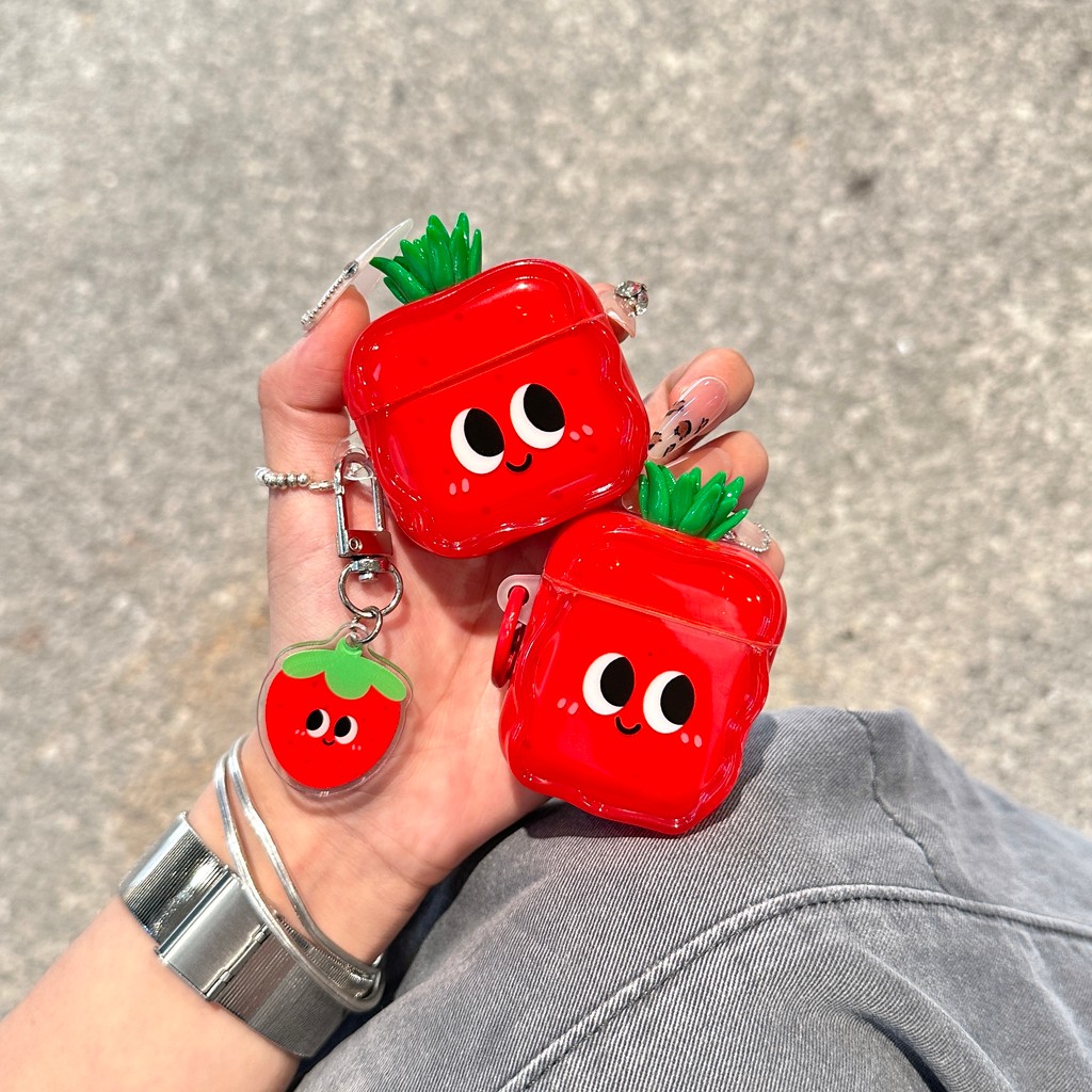 สตรอเบอร์รี่น่ารักสําหรับ airpodspro3 2025 เคสป้องกัน airpods4 เคสป้องกัน pro2 เคสชุดหูฟังบลูทูธ aip