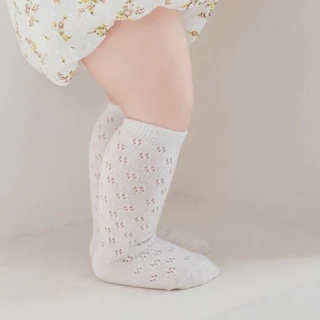 ฤดูร้อนบางถุงเท้าผ้าฝ้ายระบายอากาศสาวสีทึบกลวงตาข่ายถุงเท้าเด็ก