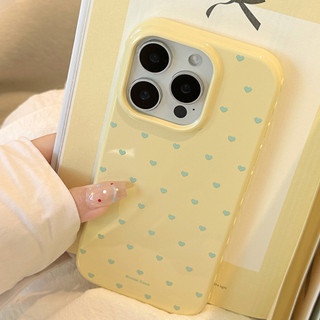 รวมทุกอย่างสีเหลืองแบบเต็มหน้าจอสีฟ้าหัวใจรักขนาดเล็กเคสโทรศัพท์ป้องกันเหมาะสําหรับ ทีพียู สําหรับ ไอโฟน12 13 14 15 16 17มือโปร สูงสุด