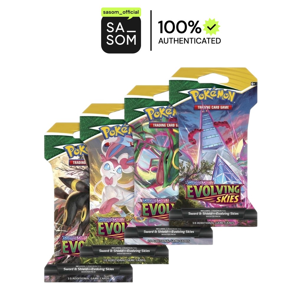 Pokemon Sword & Shield Evolving Skies Sleeved Booster Pack (Random Art Package) (EN) | ของแท้ ตรวจสอบโดย SASOM
