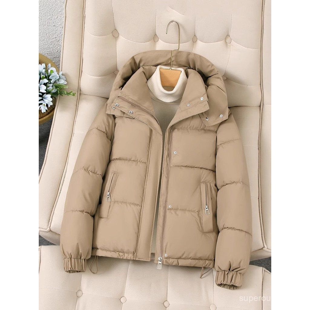 ฤดูหนาวเวอร์ชั่นเกาหลีใหม่2025 แจ็คเก็ตผ้าฝ้ายอเนกประสงค์สําหรับผู้หญิง เล็กกระทัดรัด แฟชั่นคลุมด้วยผ้าผ้าฝ้ายเสื้อลําลองผู้หญิงแจ๊กเก็ต ดร