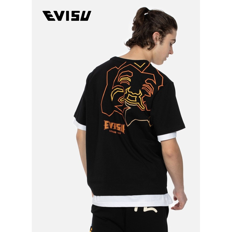 ESV พระพุทธรูปหัว ออกแบบสบายรอบคอมากับเสื้อยืดแขนสั้นสีดำ