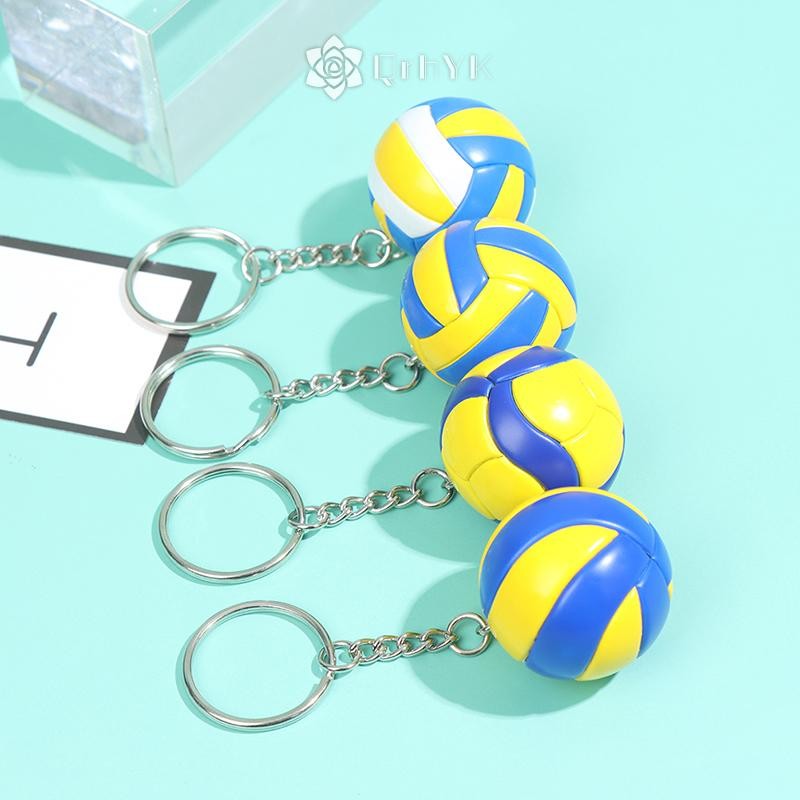 QrhYK Volleyball Keychain PVC Volleyball Keychain กระเป๋าพวงกุญแจรถ Key Ring ใหม่