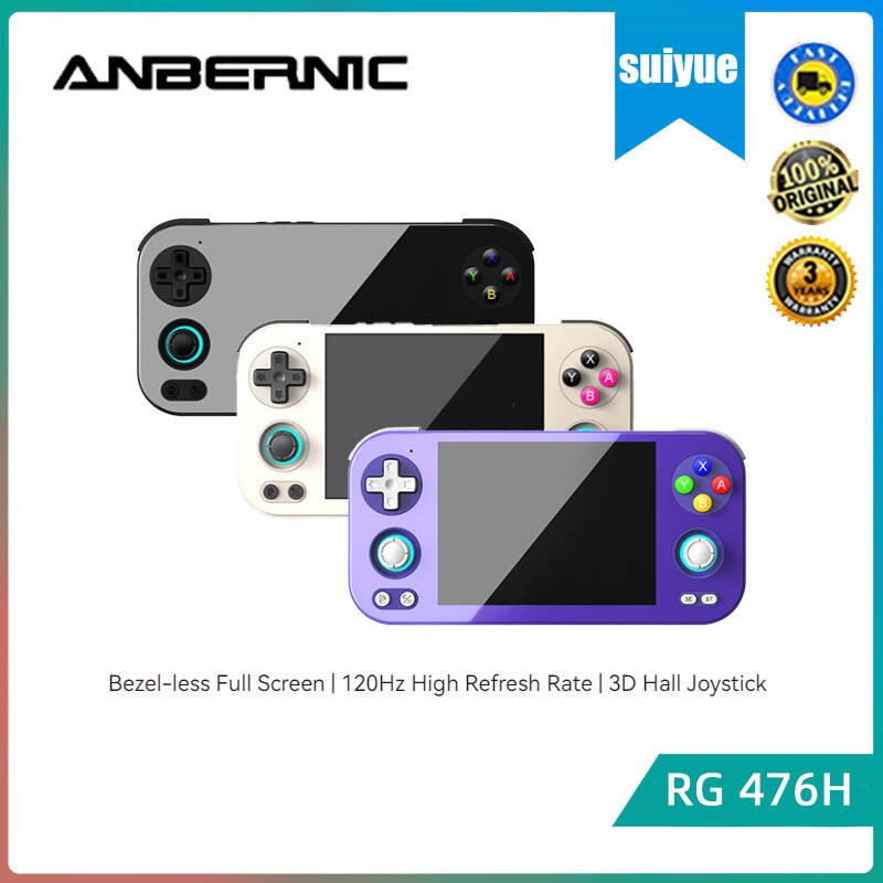 ANBERNIC RG 476H เครื่องเล่นเกมมือถือ Android แบบเต็มหน้าจอพร้อมอัตราการรีเฟรชสูง 120Hz คอนโซลเชื่อม