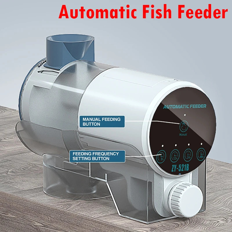 เครื่องป้อนปลาอัตโนมัติ Fish Tank Feed Pellet Timing Feeding Machine LCD Timer Aquarium เครื่องให้อา