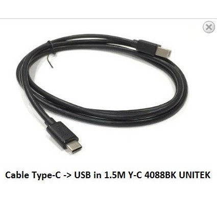 สาย TypeC เป็น Usb สําหรับเครื่องพิมพ์ Unitek 1.5 ม. YC4088BK สาย Type C เป็นพอร์ตเครื่องพิมพ์