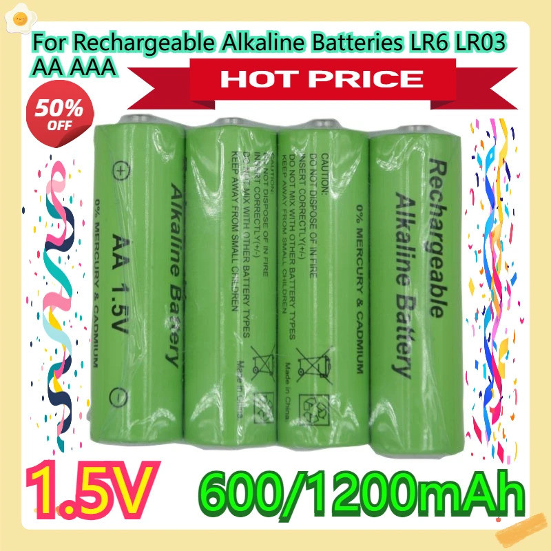 สําหรับแบตเตอรี่อัลคาไลน์แบบชาร์จไฟได้ LR6 LR03 AA AAA 1.5V 600/1200mAh
