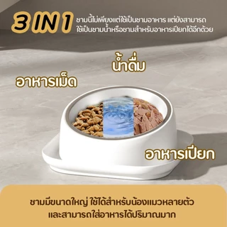 【POPOCO】ชามอาหารสัตว์เลี้ยง ชามแมวสแตนเลส 304 ยกสูง 15 องศา กันหก ถอดล้างได้ ชามอาหารแมว ชามอาหารสุนัข