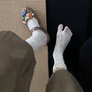 Tabi Summer Hollow Mesh Lace Fashion Split Toe Socks Women