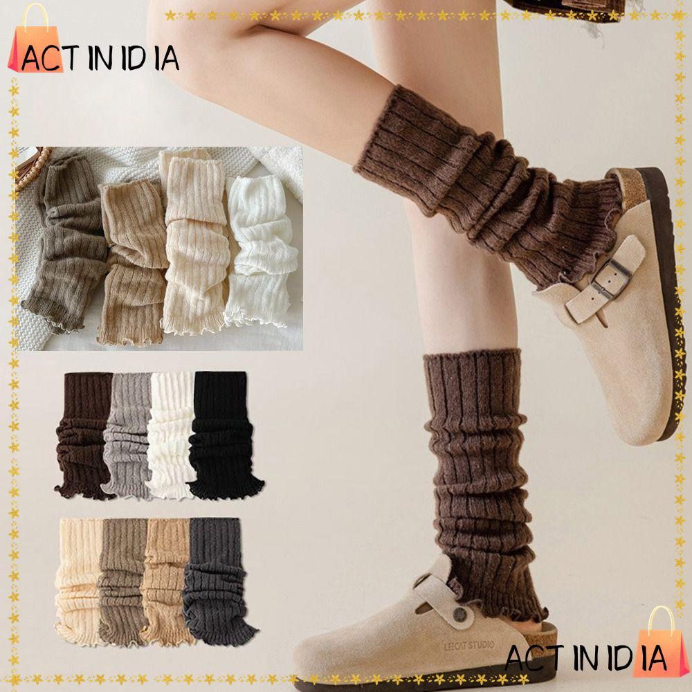 ACTIINIDIA เครื่องอุ่นขา, ถักถุงเท้าถักโลลิต้าหวานน่ารัก, เครื่องอุ่นบูตแฟชั่นฤดูใบไม้ร่วงฤดูหนาว