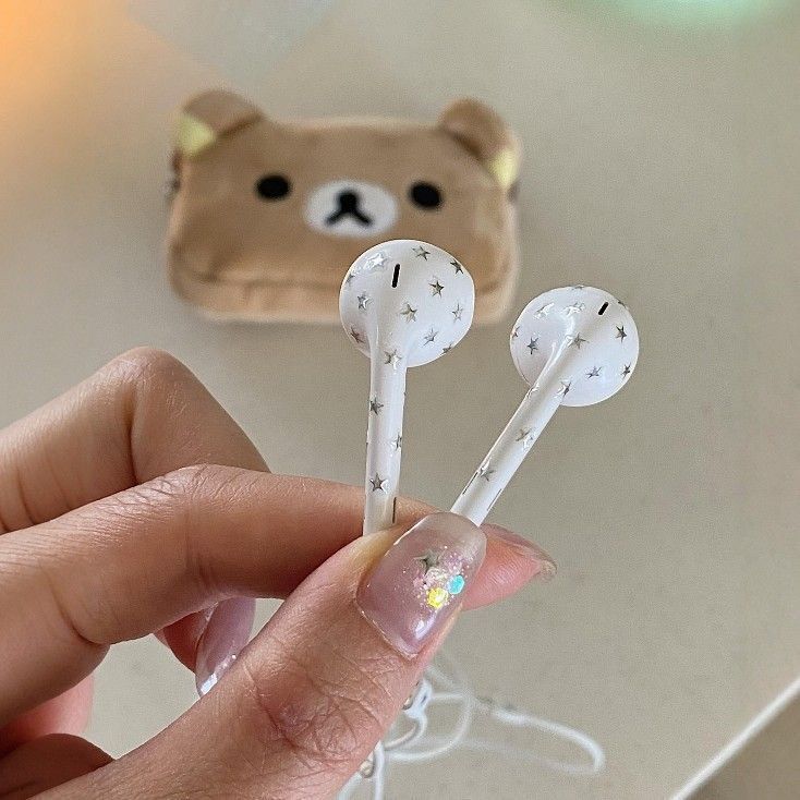 สติ๊กเกอร์ดาวสีเงิน DIY หูฟังแบบมีสายตกแต่งมิลเลนเนียมวินเทจปั๊มหูฟัง