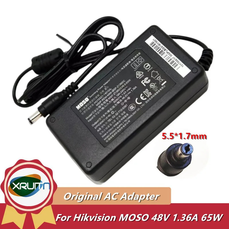 Original MOSO 48V 1.36A 65W AC Adapter Charger สําหรับ Hikvision Video Recorder POE แหล่งจ่ายไฟ MSP-