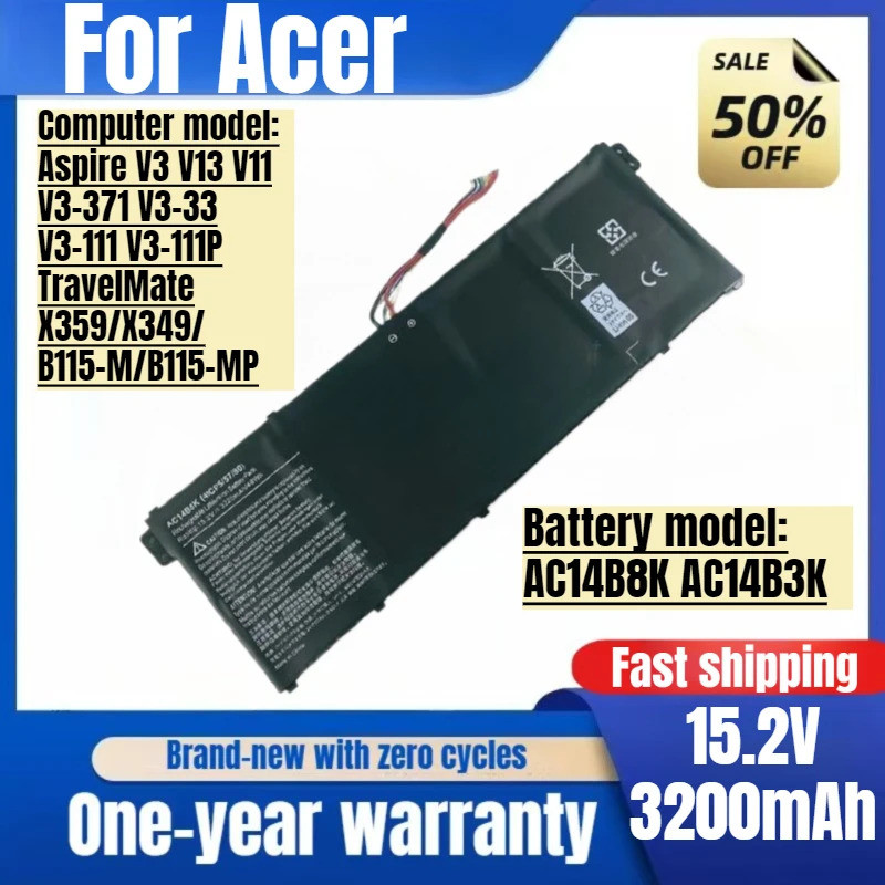 AC14B8K สําหรับ Acer Aspire V3 V13 V11 V3-371 V3-33 V3-111 V3-111P TravelMate X359/X349/ B115-M/B115