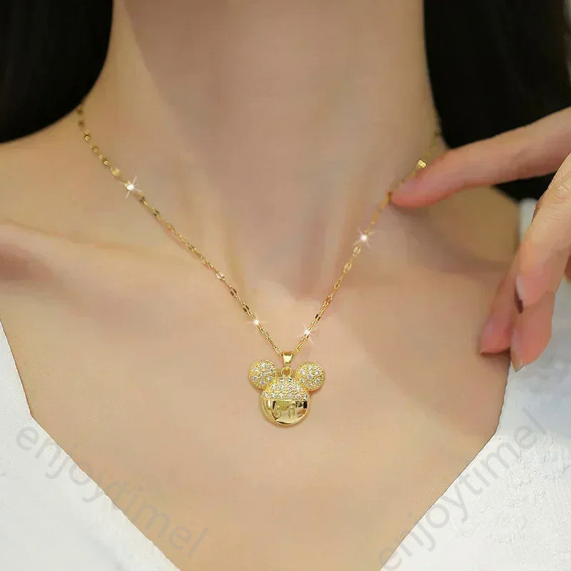 การ์ตูนฝังสร้อยคอ Zirconia สําหรับผู้หญิงสาวโซ่สแตนเลสของขวัญหวานสําหรับเพื่อนเด็ก
