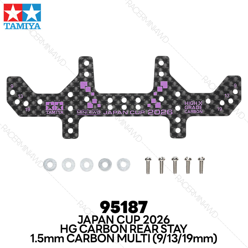 TAMIYA 95187 Mini 4WD 1.5mm HG Carbon Rear Multi Roller Setting Stay JAPAN CUP 2026