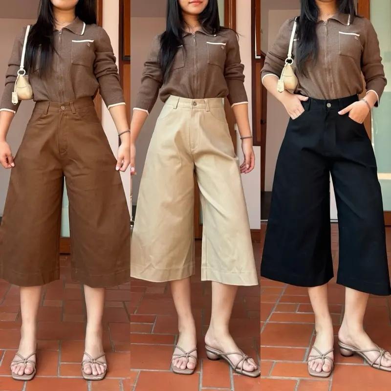 suzllrue7o กางเกงยีนส์ขา 7 ส่วนเอวสูง ไซส์ใหญ่ แบบเดียวกับที่อินฟลูเอนเซอร์ใส่ มี 4 สีให้เลือก # 6670-6673