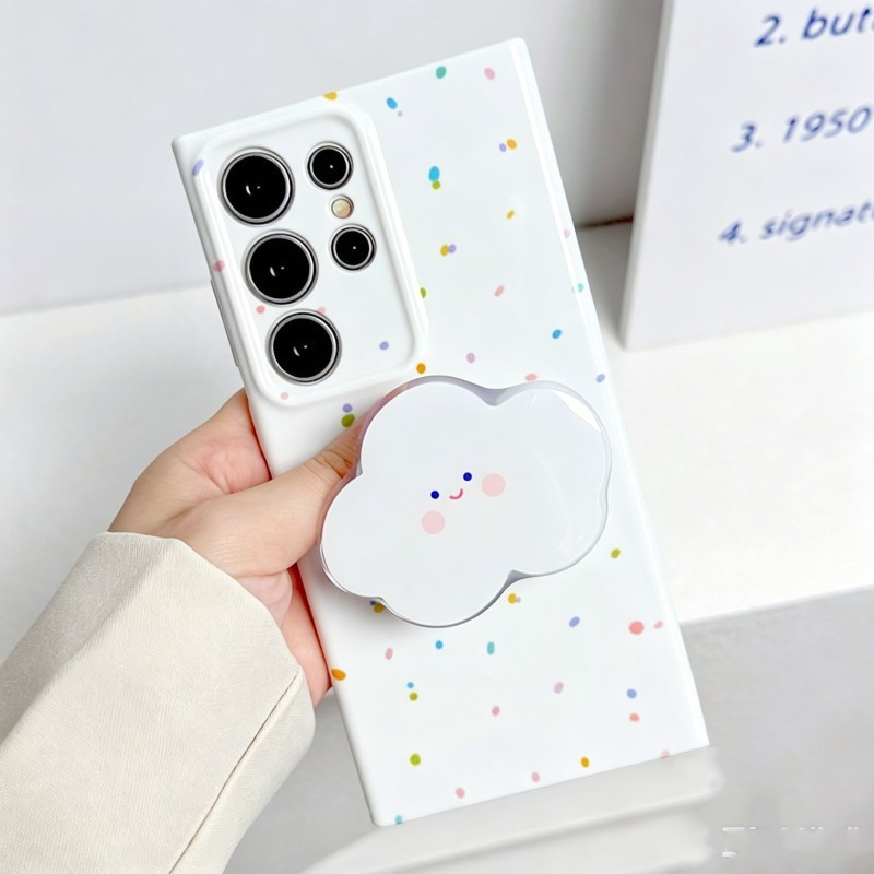 SAMSUNG Dreamy Cloud Stand Holderเคสโทรศัพท์สําหรับSamsung S24Ultra S23 Plus S22 Ultra A14 A54 A12 A13-4G A21S A23 A53-5Gกันกระแทกนุ่มTPUโทรศัพท์ปกหลัง