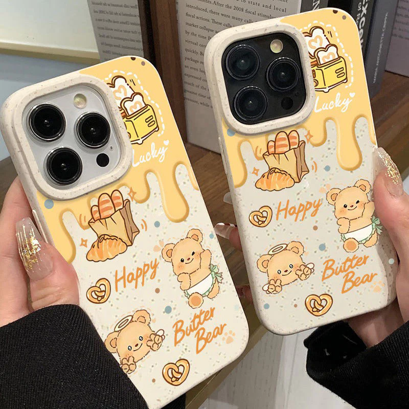 น่ารักการ์ตูนหมีเนยน่ารักTPUนุ่ม เคส IPhone 11 15 13 12 14 Pro Max 7Plus 8Plus 6s 6 7 8 Plus X XR XS MAX SE 2020