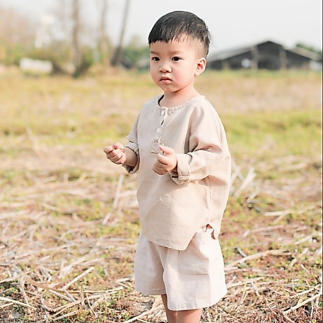 เสื้อแขนยาวเด็ก เสื้อเด็กสีผ้าธรรมชาติ My sonshine