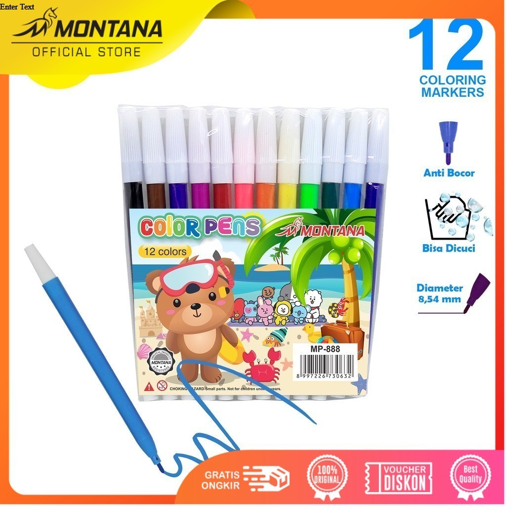 MONTANA Color Pens 12 สี Anti-Leak Drawing Marker MP-888