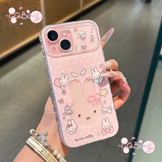 เคสไอโฟน17 เข้ากันได้กับ IPhone 16 7 8 15 Plus XR X Air 11 17 12 15 13 16 14 Proเคสหัวใจฟอง กระต่าย พร้อมขาตั้ง สไตล์ฮิต