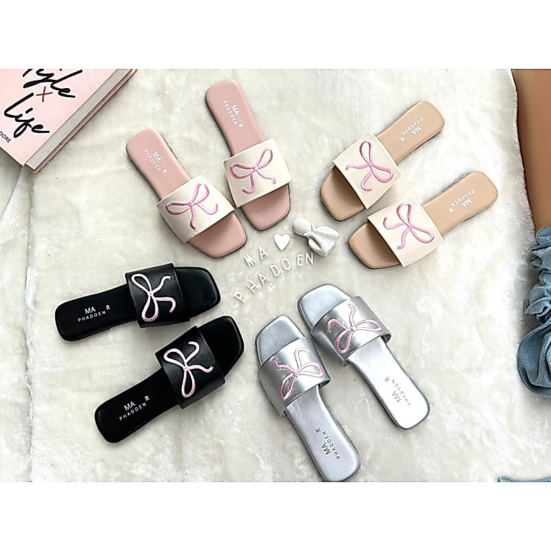 🎀Rinya shoes🎀รองเท้าแตะน้องโบว์ตัวฮิต น่ารักมาก มีไซด์36-45 สินค้าพร้อมส่งนะคะ