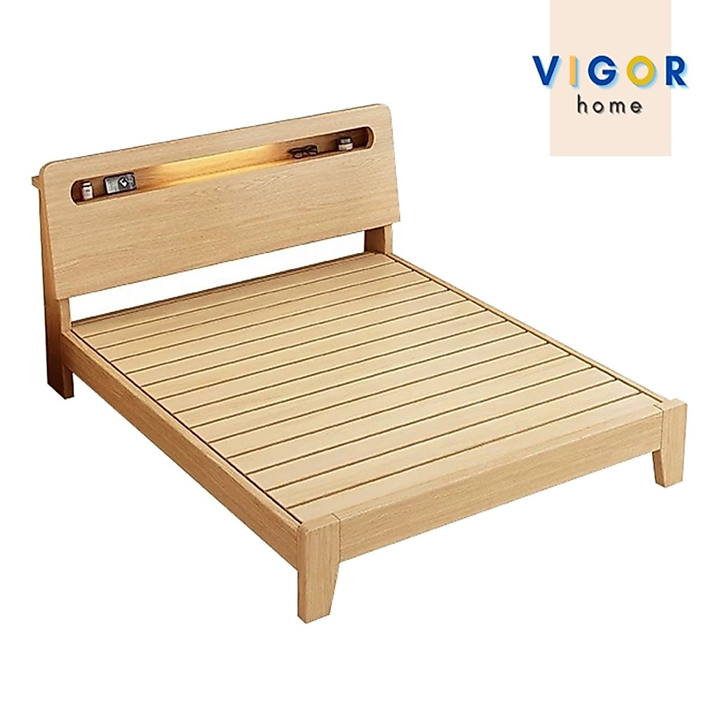 Vigor Home เตียงไม้มาพร้อมมีหัวเตียงเก็บของ สไตล์ญี่ปุ่น มินิมอล ทันสมัย