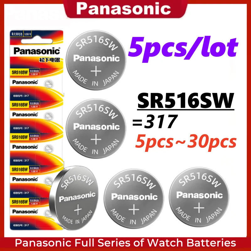5-30PCS Panasonic SR516SW 317 นาฬิกาแบตเตอรี่ปุ่มสําหรับ Tissot CK นาฬิกาควอตซ์ Silver oxide SR516 S