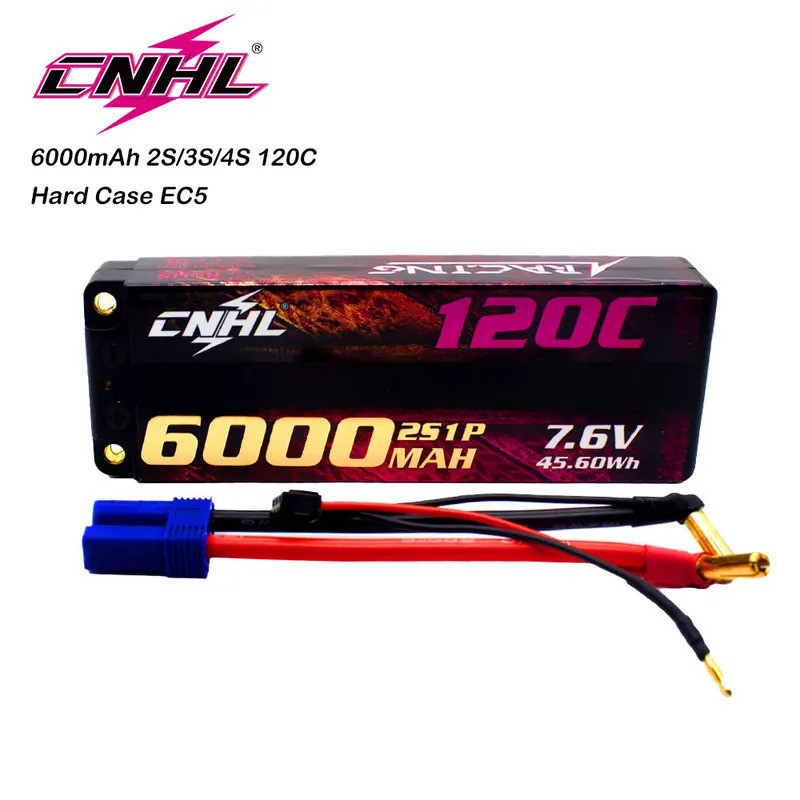 CNHL Racing Series LiHV 6000mAh 2S 3S 4S 120C HV Hard Case แบตเตอรี่ Lipo พร้อมปลั๊ก EC5