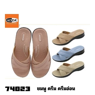 ADDAรองเท้าสวมส้นเตี้ยใส่สบายเท้า รองเท้าแตะหนังผู้หญิง เดินไม่เหมื่อย พื้นนุ่มเปิดส้น รุ่น74823รองเท้าเพื่อสุขภาพ