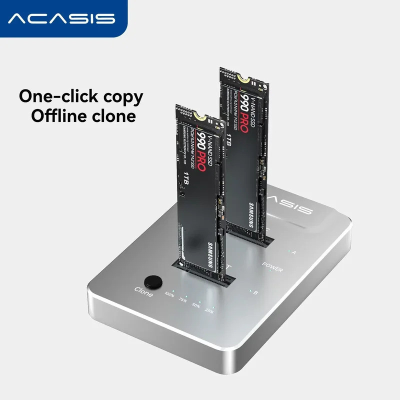 Acasis 20Gbps Dual-Bay M.2 NVME Duplicator Offline Clone Hard Drives Base
