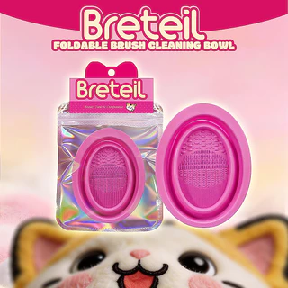 Breteil ชามซิลิโคนสำหรับทำความสะอาดแปรงแต่งหน้า - ดีไซน์พับได้ สำหรับทำความสะอาดแปรงแต่งหน้าและฟองน้ำแต่งหน้า BR-W11
