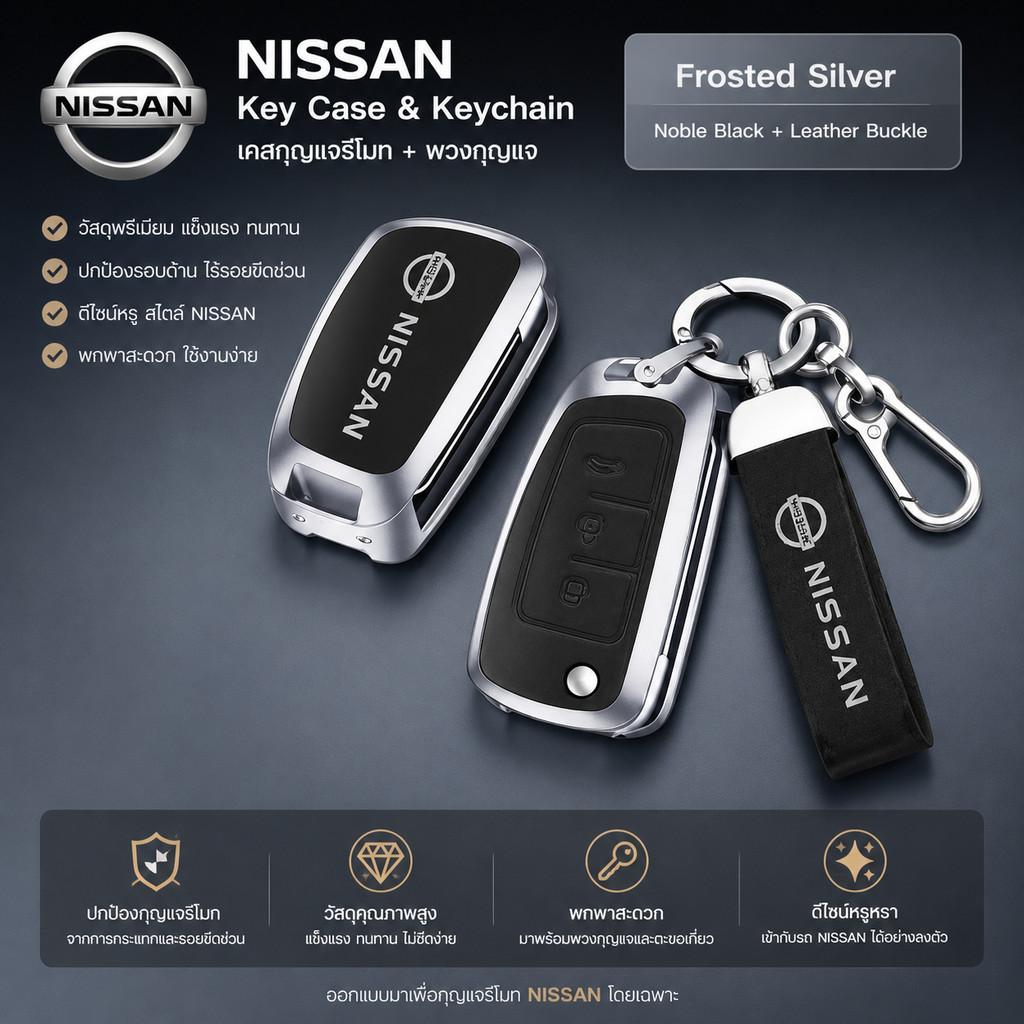เหมาะสําหรับ Nissan Qijun, Xiaoke, Sylphy, Teana, Nissan Sunshine, Nissan Lingfeng, Mach, Almera รถโลหะผสมสังกะสีเปลือกกุญแจรถโลหะ BZGG